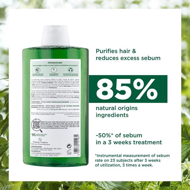 Klorane Purifying Shampoo with Organic Nettle for Oily Hair   200ml