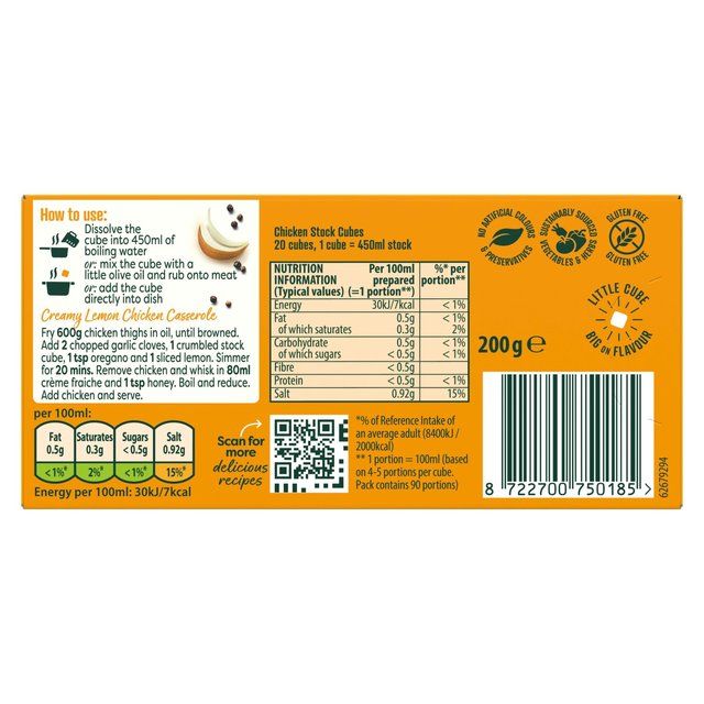 Knorr 20 Chicken Stock Cubes   20 x 10g