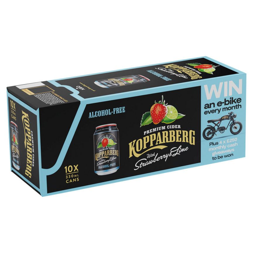 Kopparberg Premium Cider Alcohol Free with Strawberry &amp;amp; Lime 10 Pack