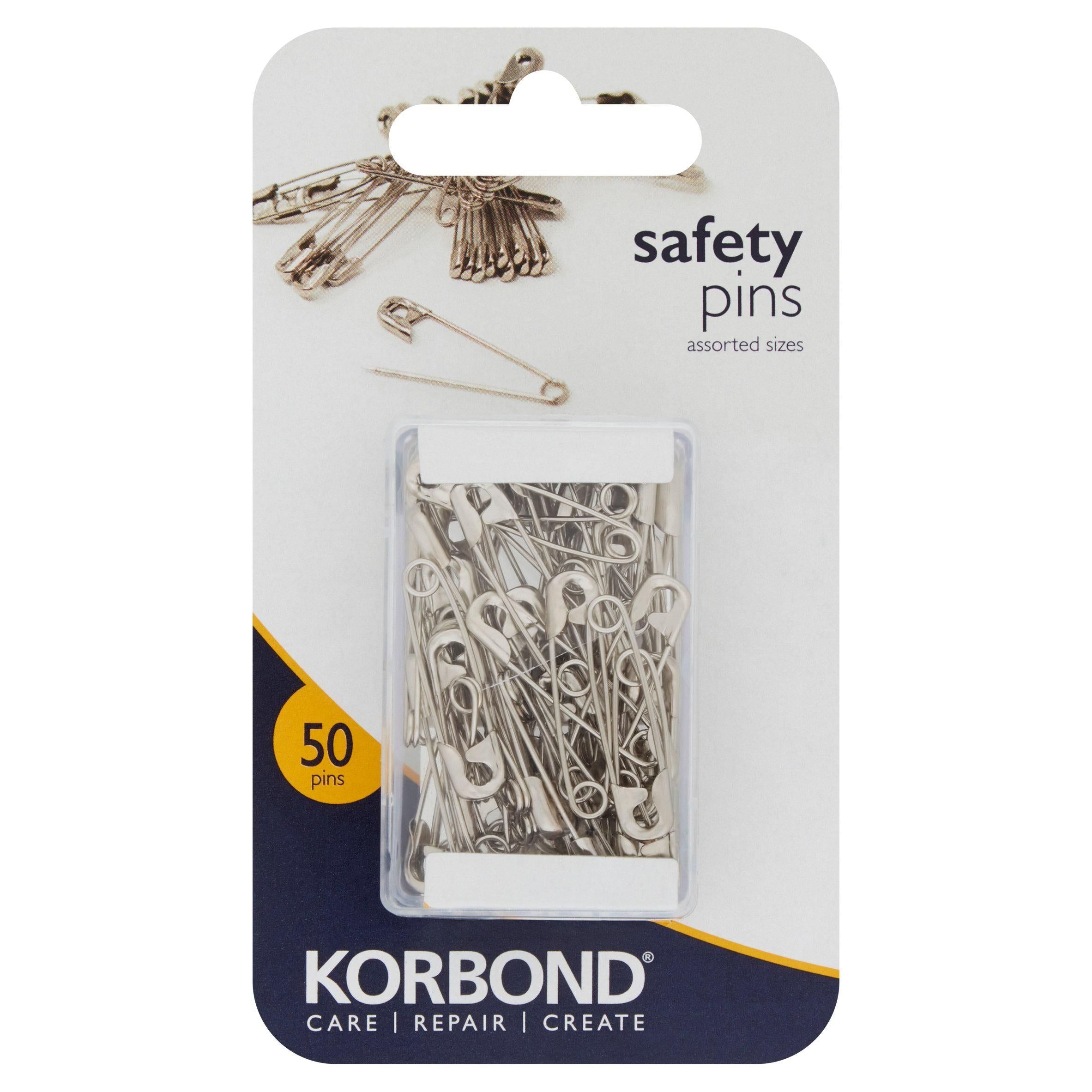 Korbond Care &amp;amp; Repair Safety Pins Assorted Sizes 50 Pins