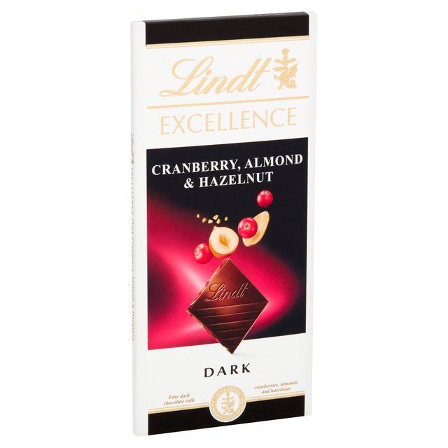 Lindt Excellence Cranberry Almond &amp;amp; Hazelnut Dark Chocolate Bar   100g