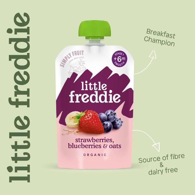 Little Freddie Strawberries Blueberries &amp;amp; Oats Organic Pouch 6 mths+   100g