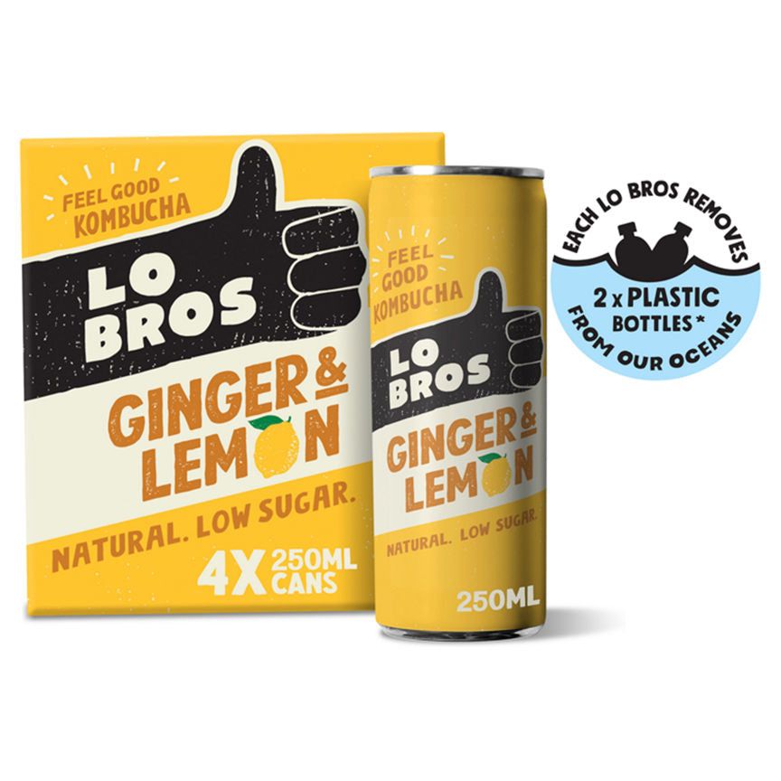 Lo Bros Living Drinks Organic Kombucha Ginger &amp;amp; Lemon Cans