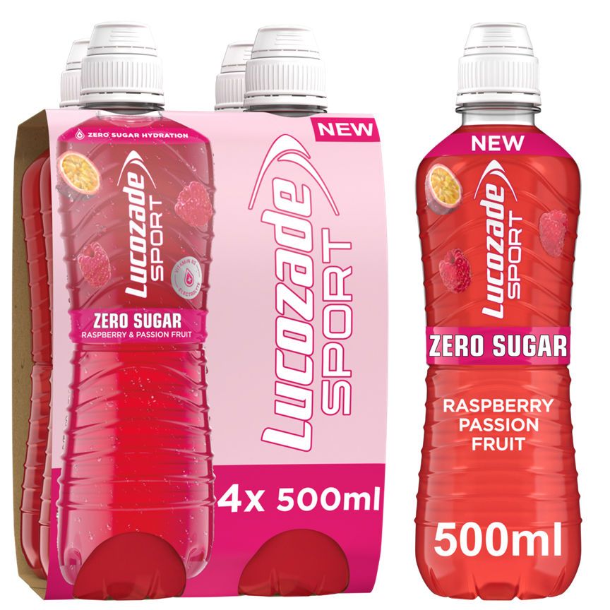 Lucozade Sport Zero Raspberry &amp;amp; Passion Fruit 4 x 500ml