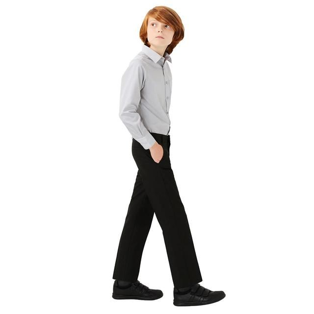 M&amp;amp;S 2pk Boys Black Regular Leg Trousers 4-14 Years