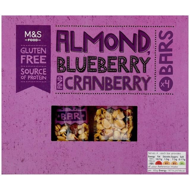 M&amp;amp;S Almond Blueberry &amp;amp; Cranberry Bars   4 x 40g