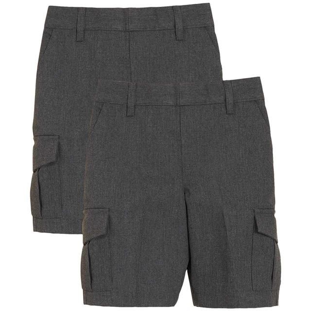M&amp;amp;S Boys 2pk Cargo School Shorts Grey 3-4 Yrs   2 per pack