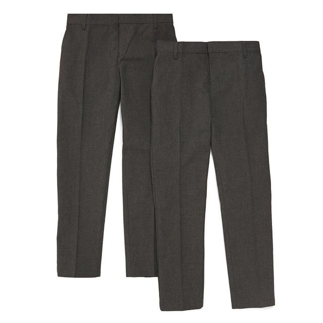M&amp;amp;S Boys 2pk Grey Skinny Leg School Trousers 4-14 Years