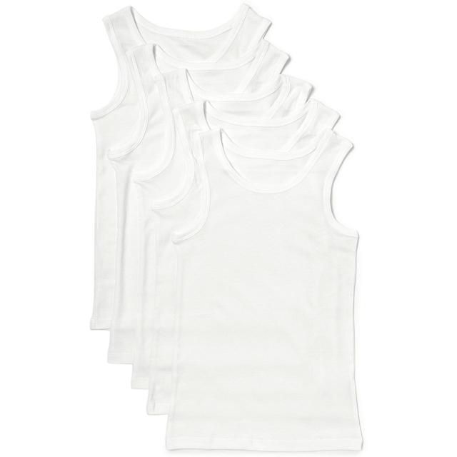 M&amp;amp;S Boys Pure Cotton Vests 5 Pack 2-12 Years White