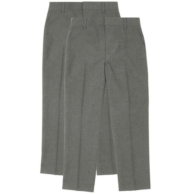 M&amp;amp;S Boys Regular Leg Trousers Grey 2 Pack
