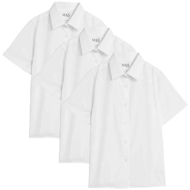 M&amp;amp;S Girls School Shirts 3-4 Years White   3 per pack