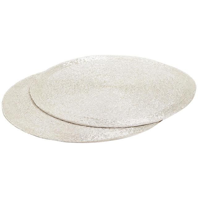 M&amp;amp;S Set of 2 Beaded Placemats Silver   2 per pack