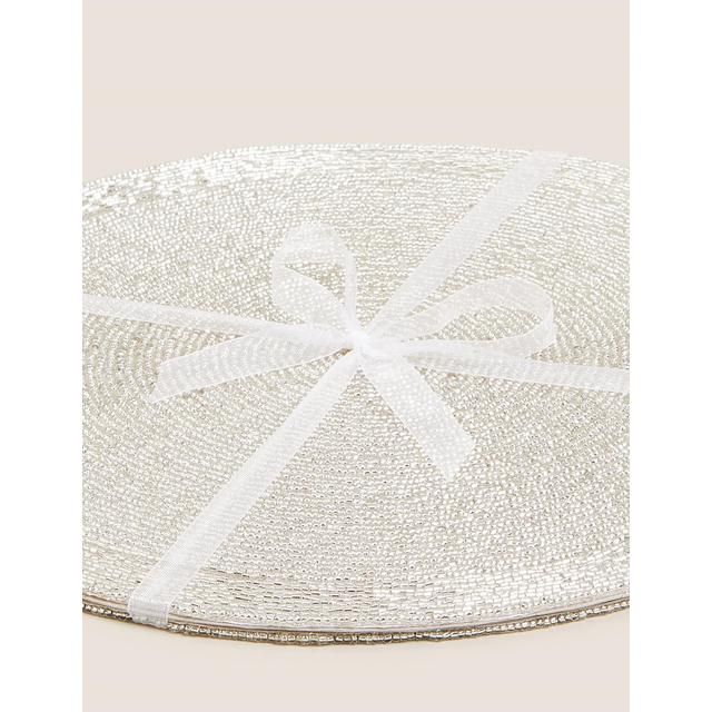 M&amp;amp;S Set of 2 Beaded Placemats Silver   2 per pack