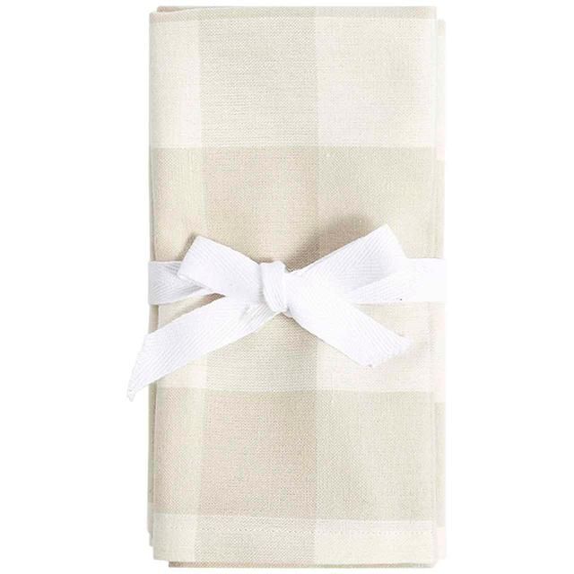 M&amp;amp;S Set Of 4 Gingham Napkins Natural   4 per pack