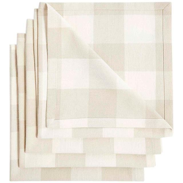M&amp;amp;S Set Of 4 Gingham Napkins Natural   4 per pack