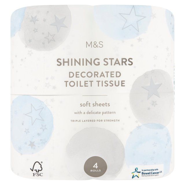M&amp;amp;S Silver Stars Toilet Paper   4 per pack