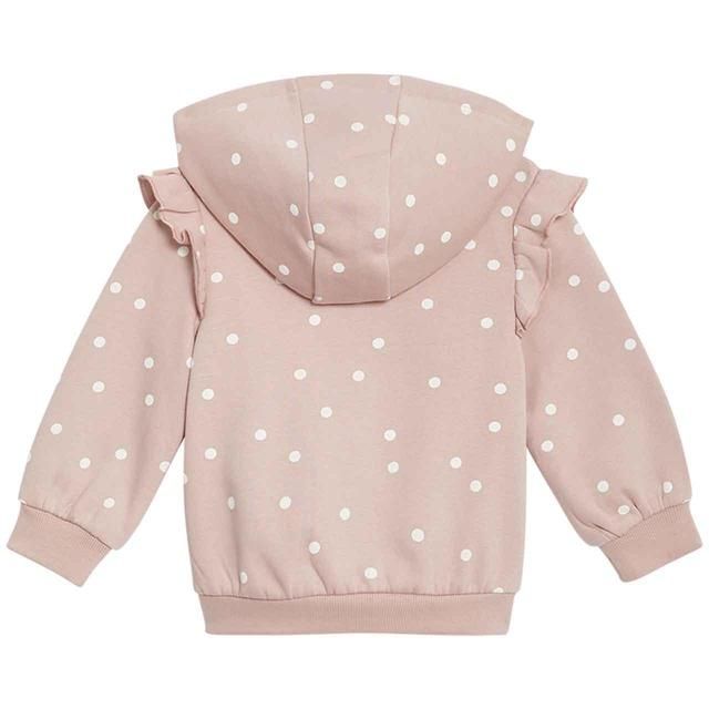 M&amp;amp;S Spot Print Frill Hoodie 0 Months-3 Years Pink