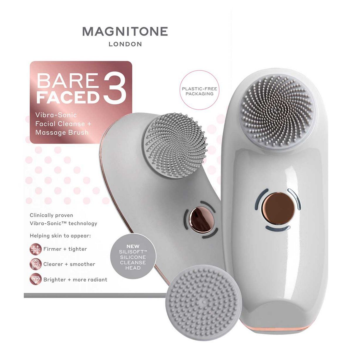 MAGNITONE BareFaced3 Vibra-Sonic&amp;reg;  Facial Cleanse + Massage Brush