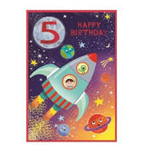 Simon Elvin Rocket 5th Birthday Card (Pack of 6)