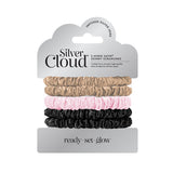 Silver Cloud Silberionen-infundierte Satin-Scrunchies, 5er-Packung
