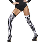 Smiffys Damen karierte blickdichte Halterlose Strümpfe mit Schleife