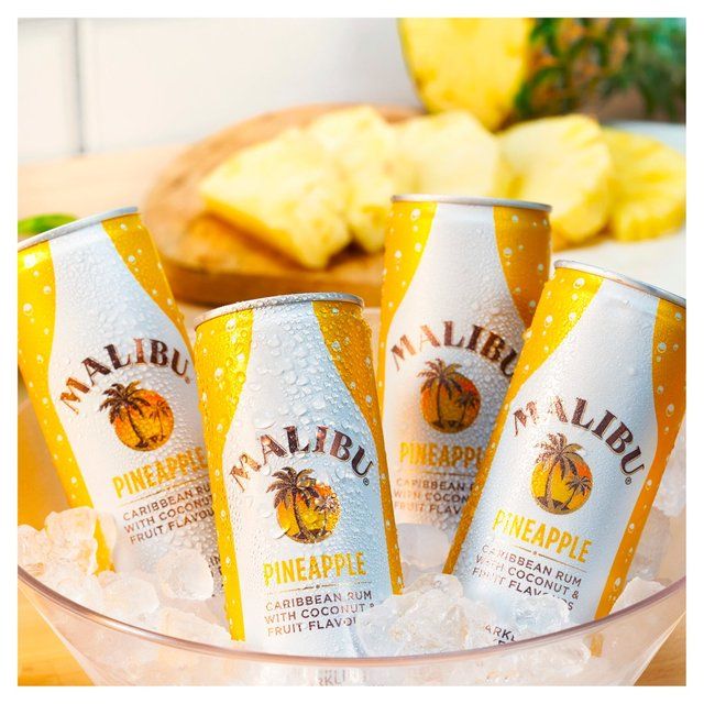 Malibu Coconut Rum &amp;amp; Pineapple Sparkling Pre-Mixed Can   25cl