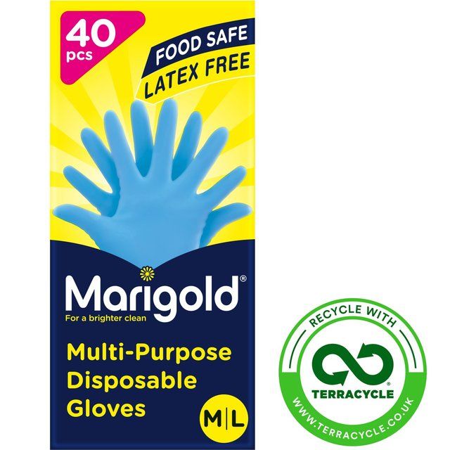 Marigold Extra Safe  Disposable Latex &amp;amp; Powder Free Gloves M/L Food Safe   40 per pack