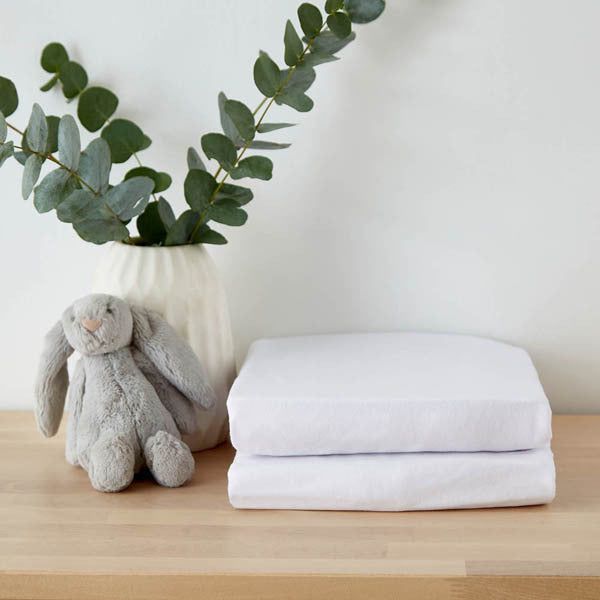 Martex Baby Twin Pack Fitted Sheet Cot White
