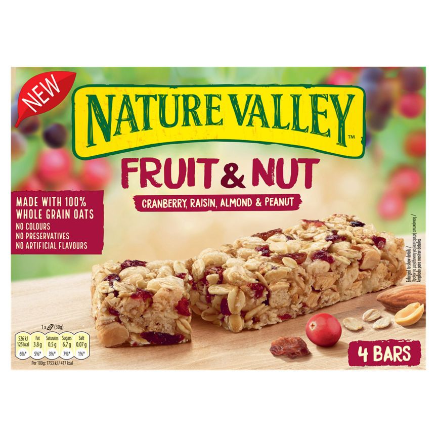 Nature Valley Fruit &amp;amp; Nut Cranberry, Raisin, Almond &amp;amp; Peanut Bars 4x