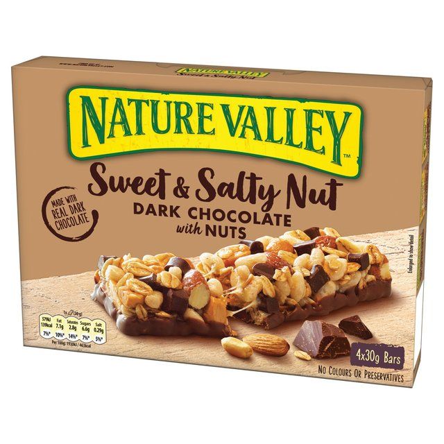 Nature Valley Sweet &amp;amp; Salty Nut Dark Chocolate with Peanuts Bars   4 x 30g