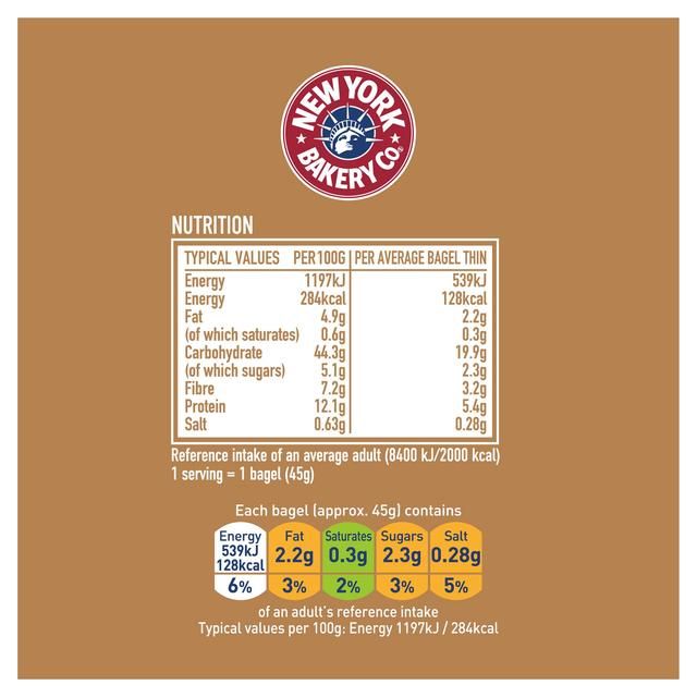 New York Bakery Co. Seeded Bagel Thins   4 per pack