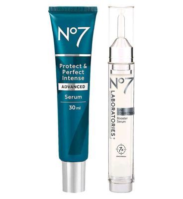 No7 LABORATORIES Line Correcting Booster Serum &amp;amp; Protect &amp;amp; Perfect Intense ADVANCED Serum 30ml Bundle