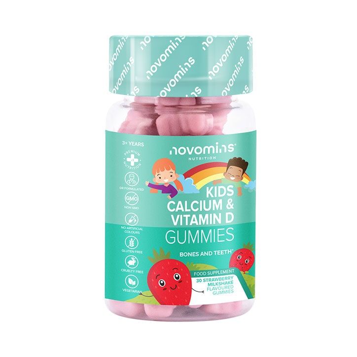Novomins Kid's Calcium, Vitamin D &amp;amp; K2 30 Strawberry Flavour Gummies