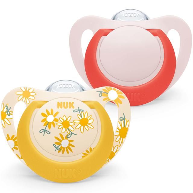 NUK Star Soother 6-18m Red &amp;amp; Yellow 2 Pack   2 per pack