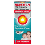 Nurofen for Children Cold Pain &amp;amp; Fever Relief Strawberry Suspension Ibuprofen 100ml