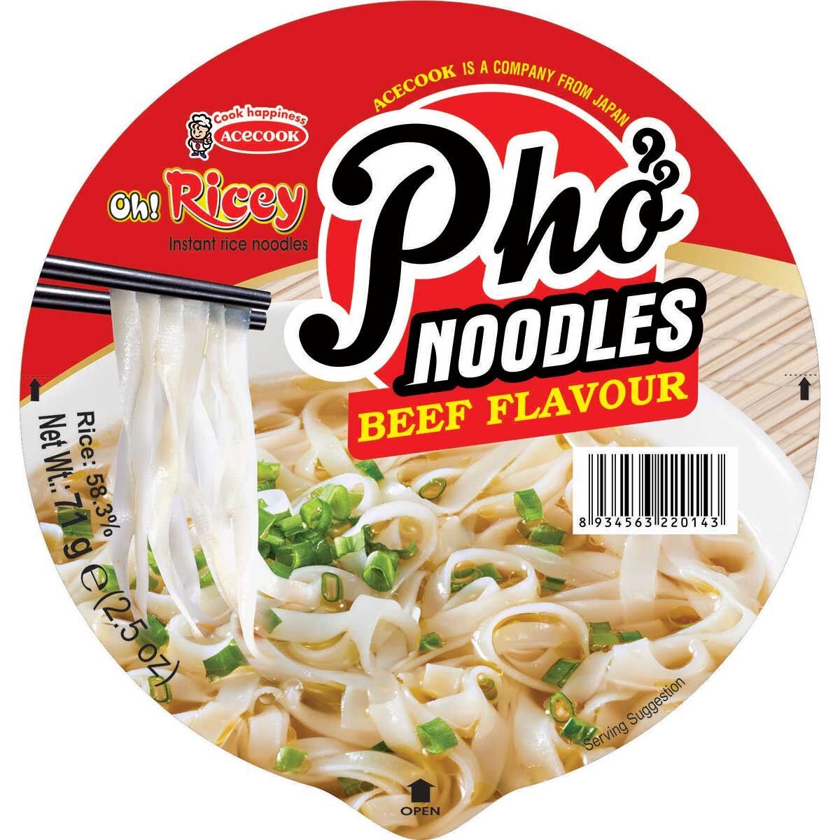 Oh! Ricey Pho Noodles Beef Flavour, 6 x 71g