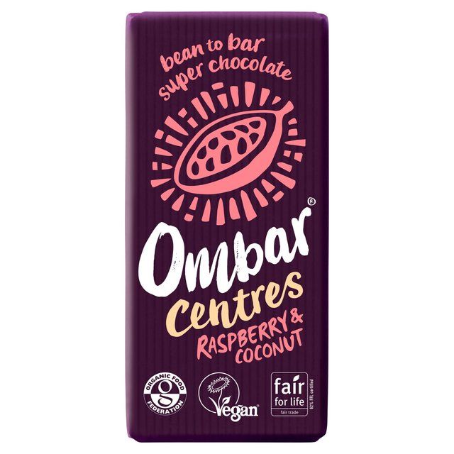 Ombar Centres Raspberry &amp;amp; Coconut Organic Vegan Fair Trade Chocolate   70g