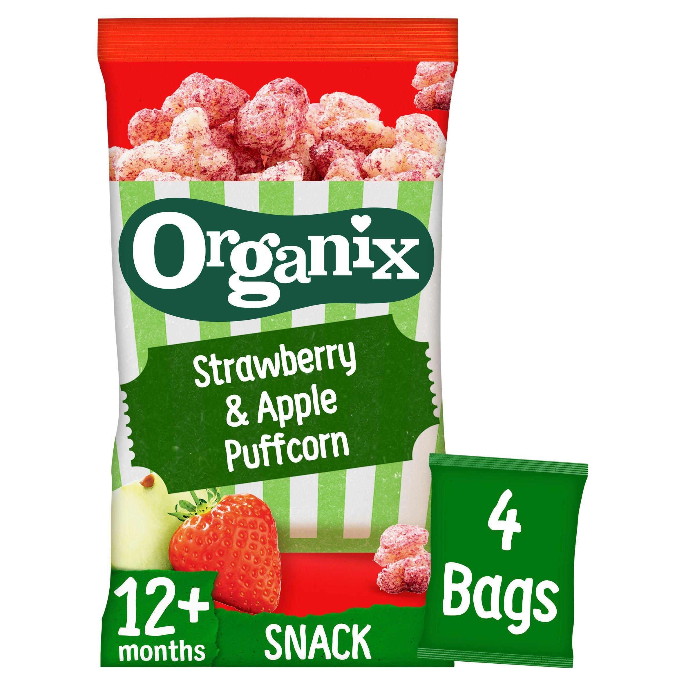 Organix Strawberry &amp;amp; Apple Puffcorn 12+ Months 4x10g