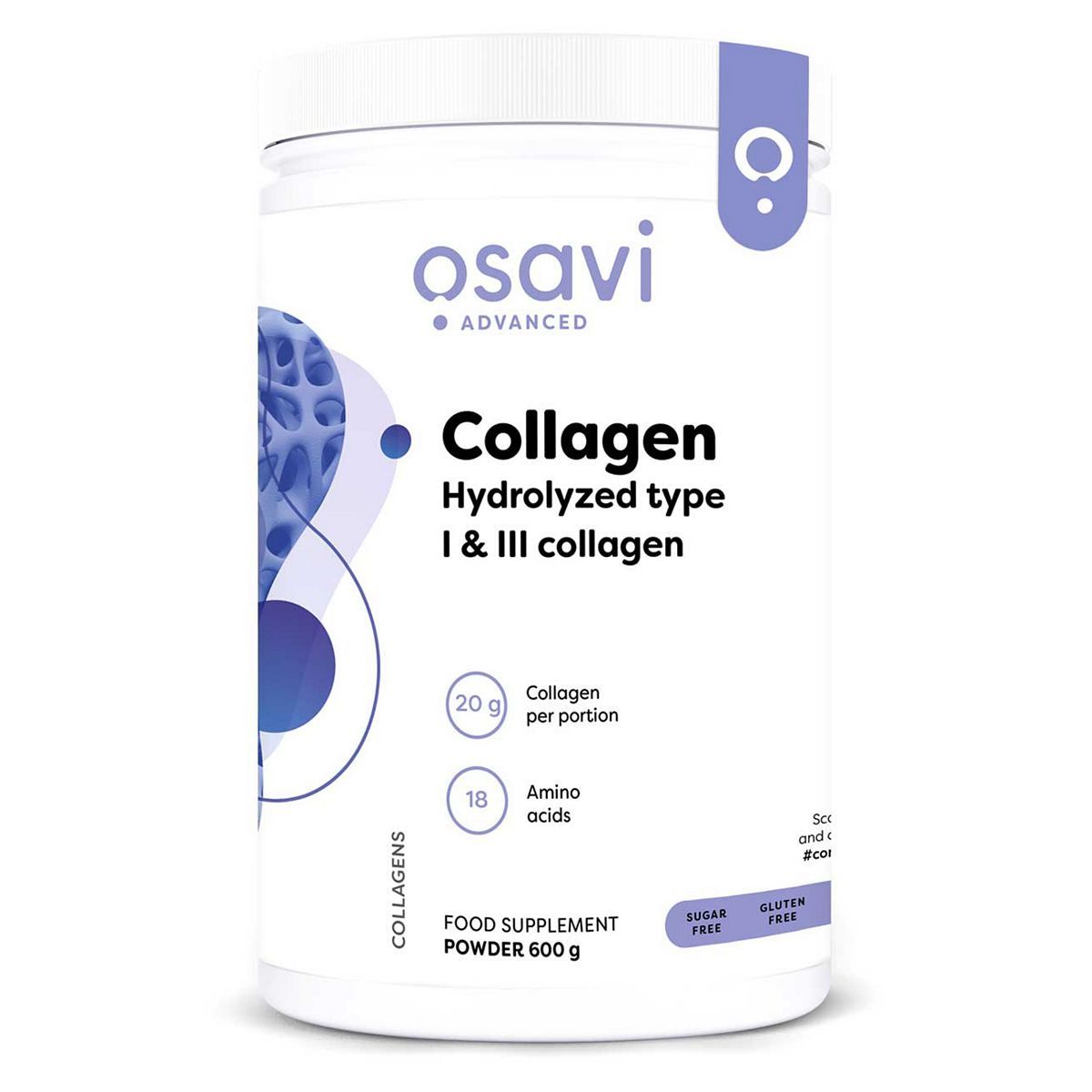 Osavi Collagen Peptides - Hydrolyzed Type 1 &amp;amp; 3 - 600g