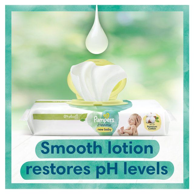 Pampers Harmonie New Baby Plastic Free Baby Wipes X9   9 x 46 per pack