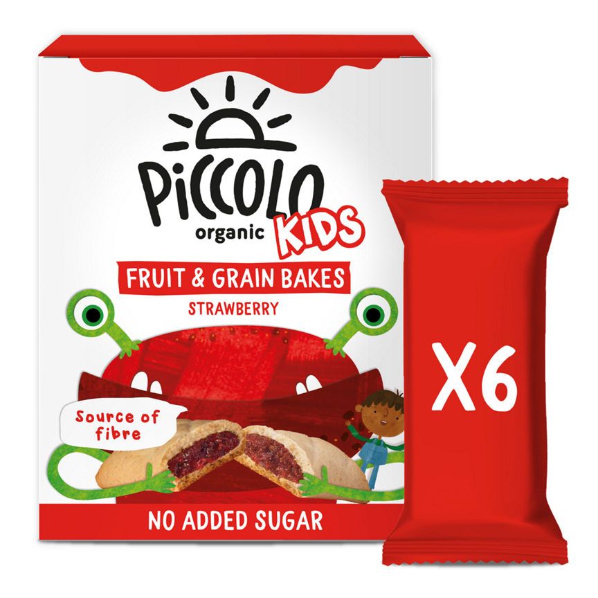 Piccolo Organic Kids Fruit &amp;amp; Grain Bakes Strawberry Bars 6x