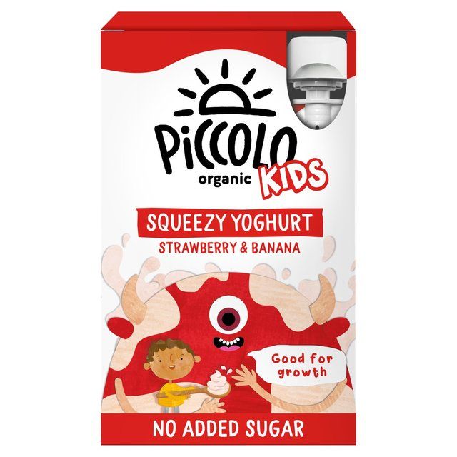 Piccolo Organic Kids Squeezy Yoghurt Strawberry &amp;amp; Banana   4 x 90g