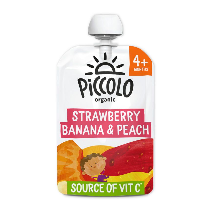 Piccolo Organic Strawberry, Banana &amp;amp; Peach 4 Months+