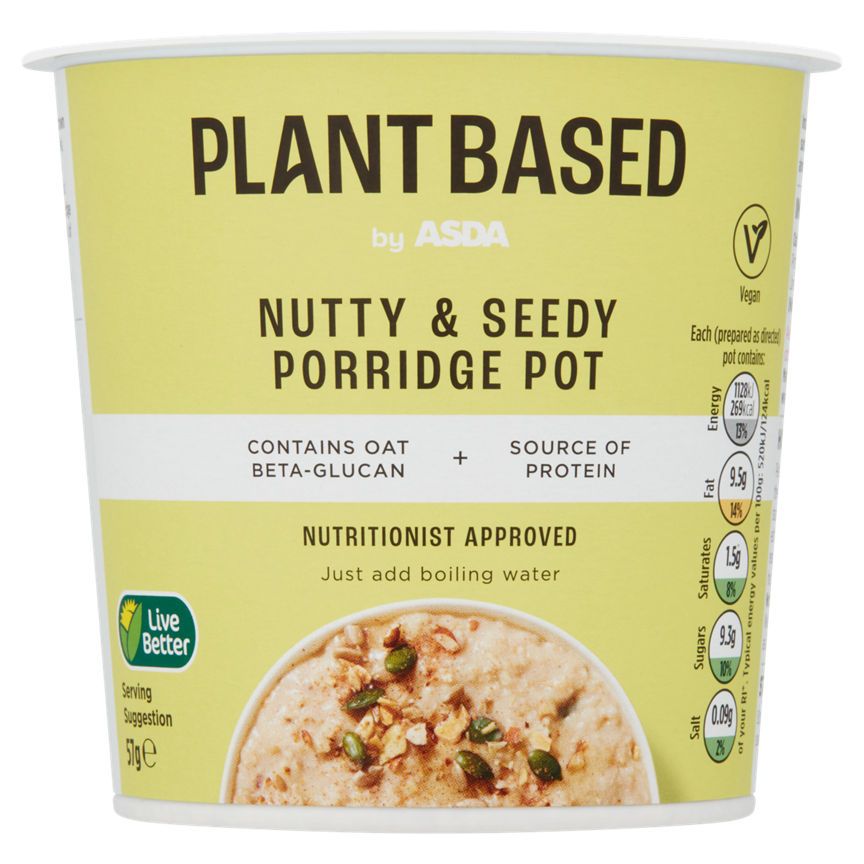 Plant Based by ASDA Nutty &amp;amp; Seedy Porridge Pot