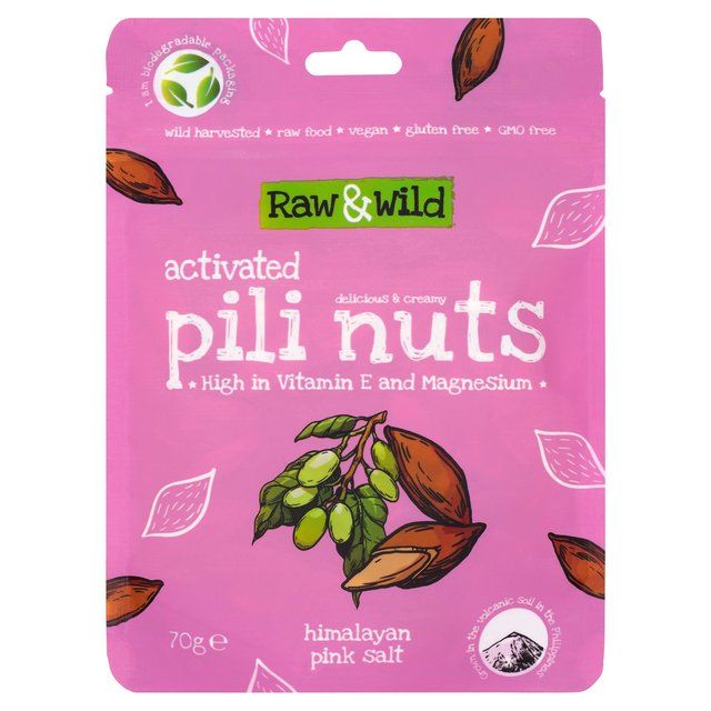 Raw &amp;amp; Wild Activated Pili Nuts Himalayan Pink Salt Organic   70g