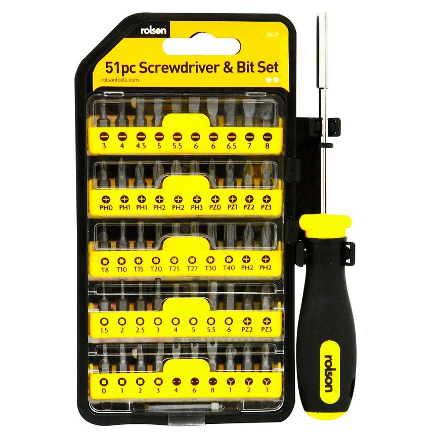 Rolson 51pc Screwdriver &amp;amp; Bit Set