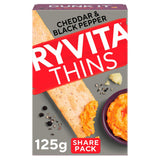 Ryvita Thins Cheddar &amp;amp; Black Pepper Flatbread Crackers 125g