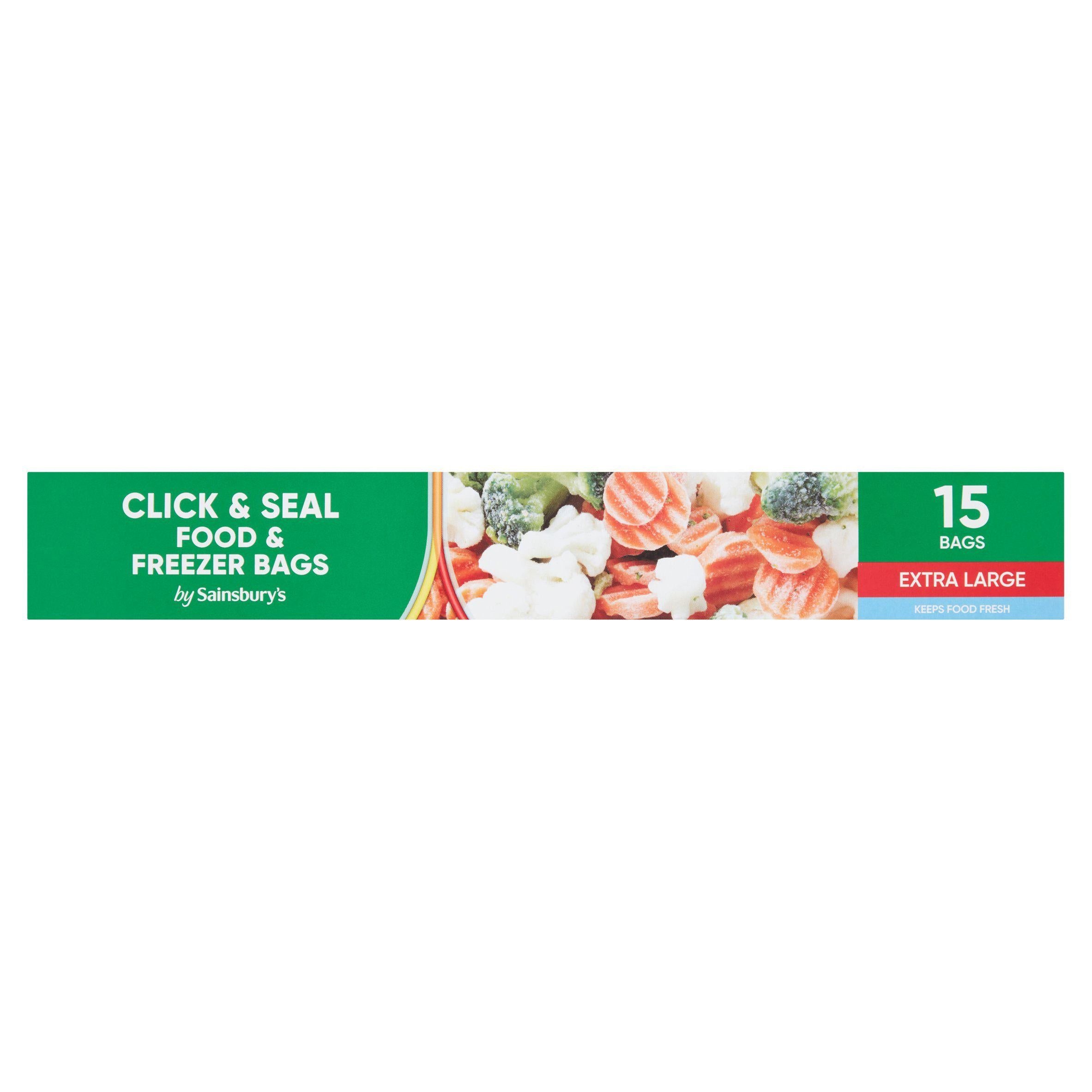 Sainsbury's Click &amp;amp; Seal Food Freezer Bags Extra Large x15