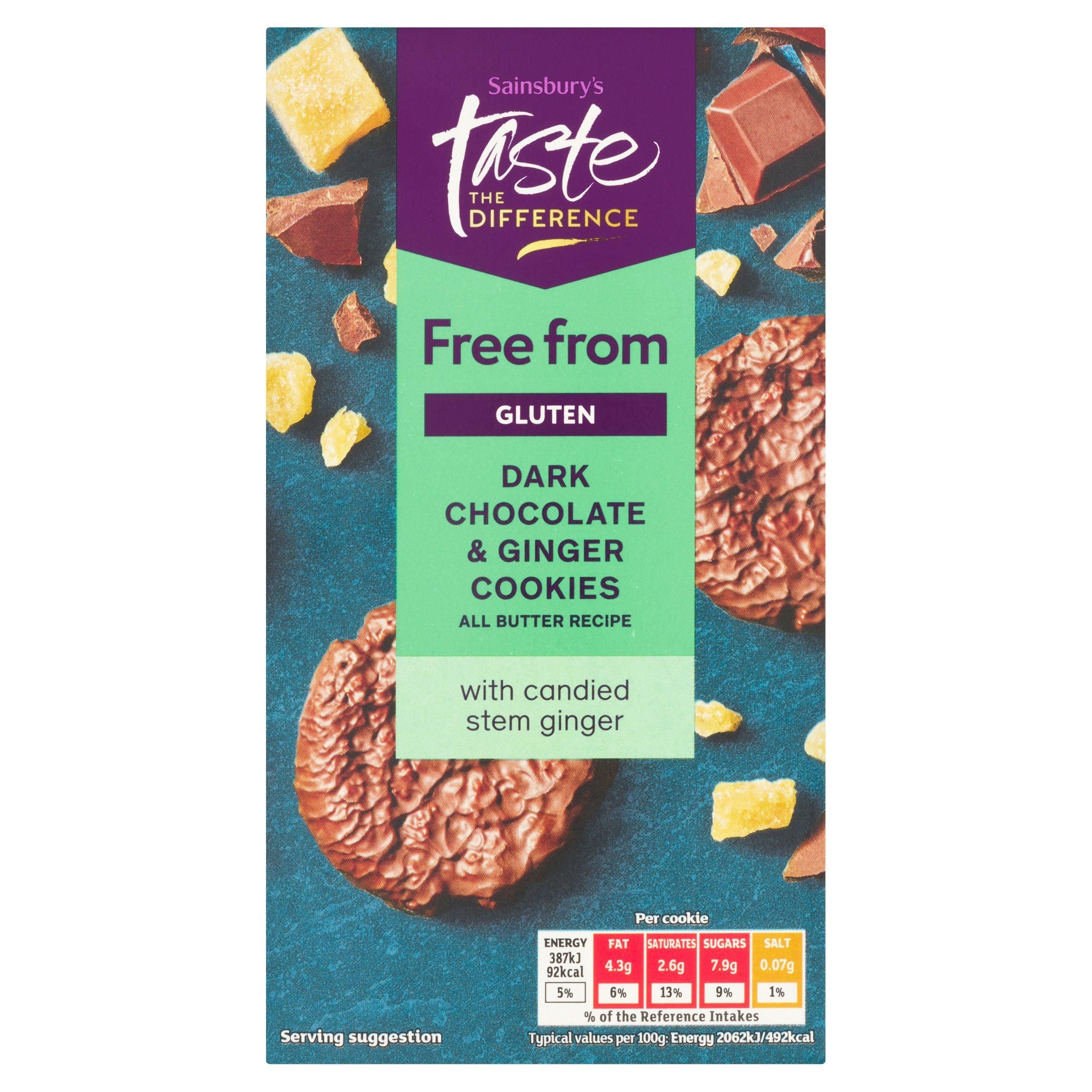 Sainsbury's Free From Stem Ginger &amp;amp; Dark Chocolate Cookies, Taste the Difference 150g