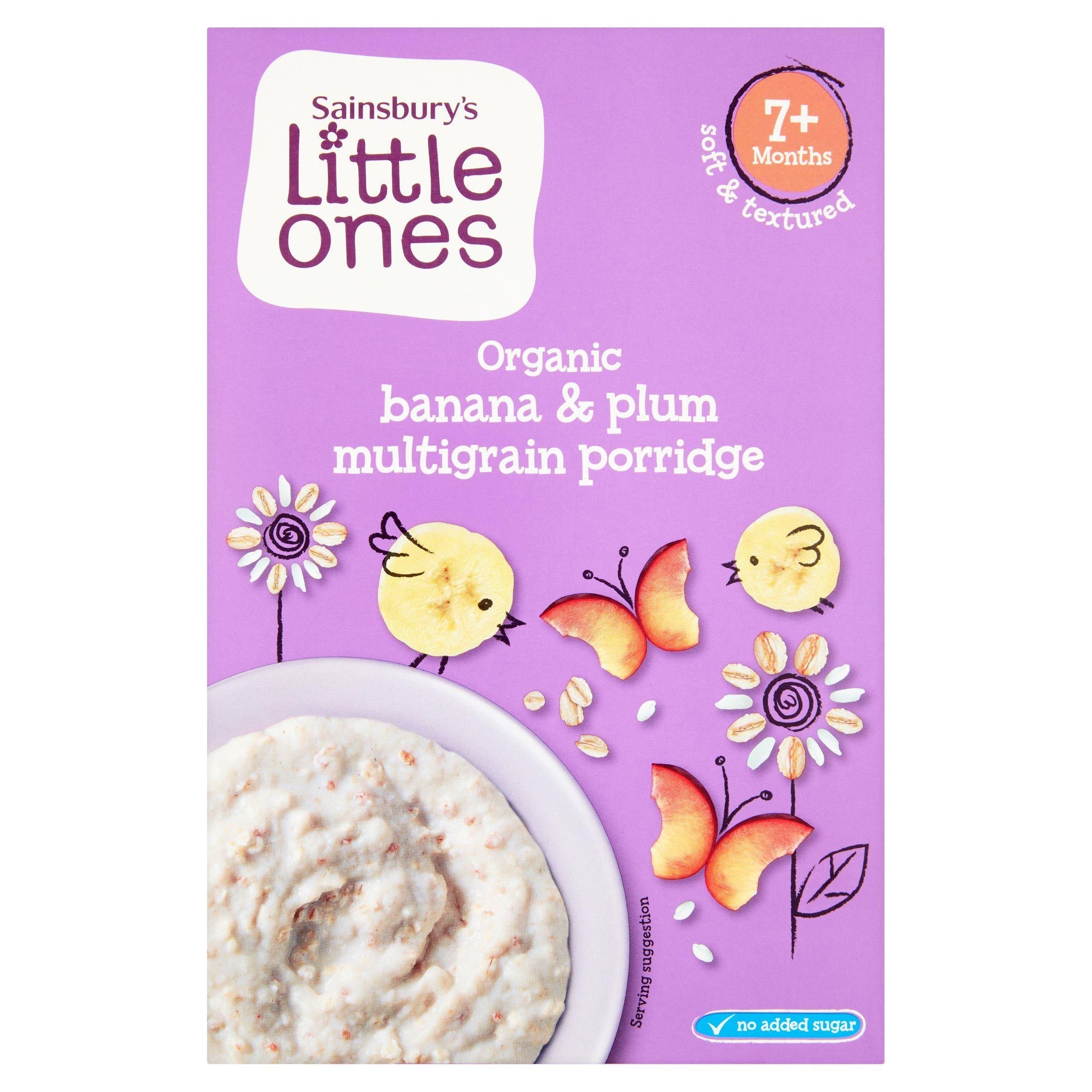 Sainsbury's Little Ones Organic Banana &amp;amp; Plum Multigrain Porridge 7+ Months 200g